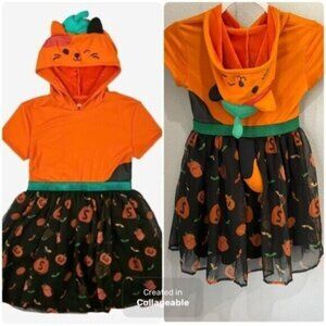 Squishmallow Target Cute Cat And Pumpkin Hooded Soft Tule Pull On Dress